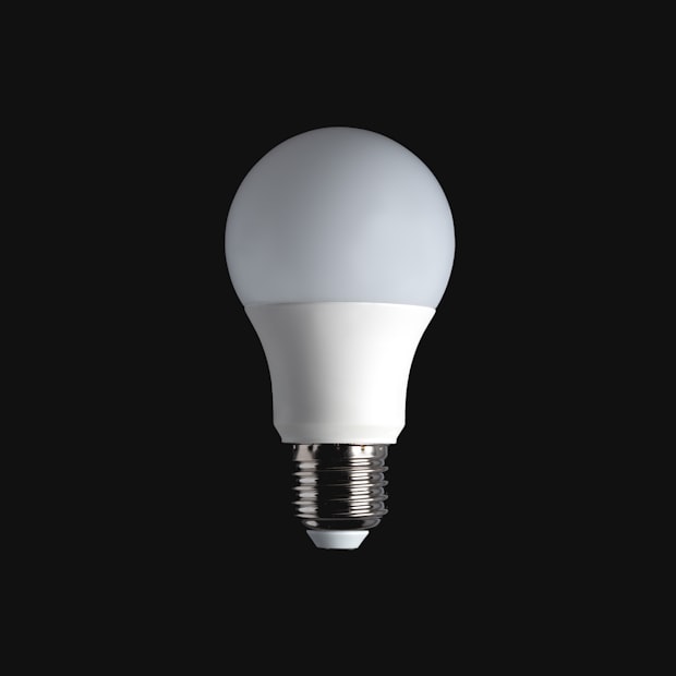 A frosted LED bulb with a standard screw fitting